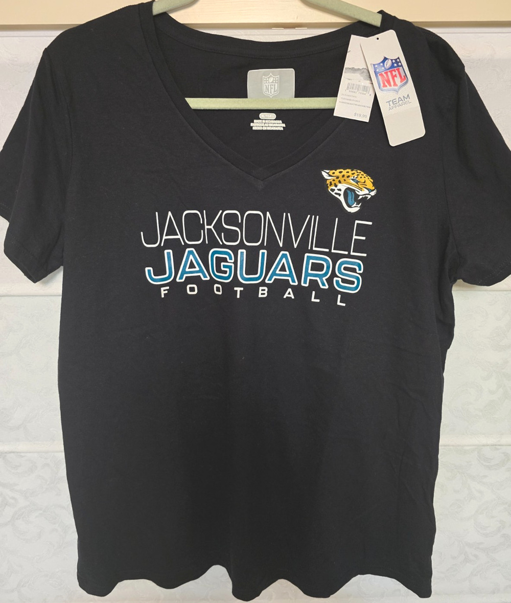 Jacksonville Jaguars Shirt Mens XLT Tall Black V Neck NFL Team Apparel NWT NEW